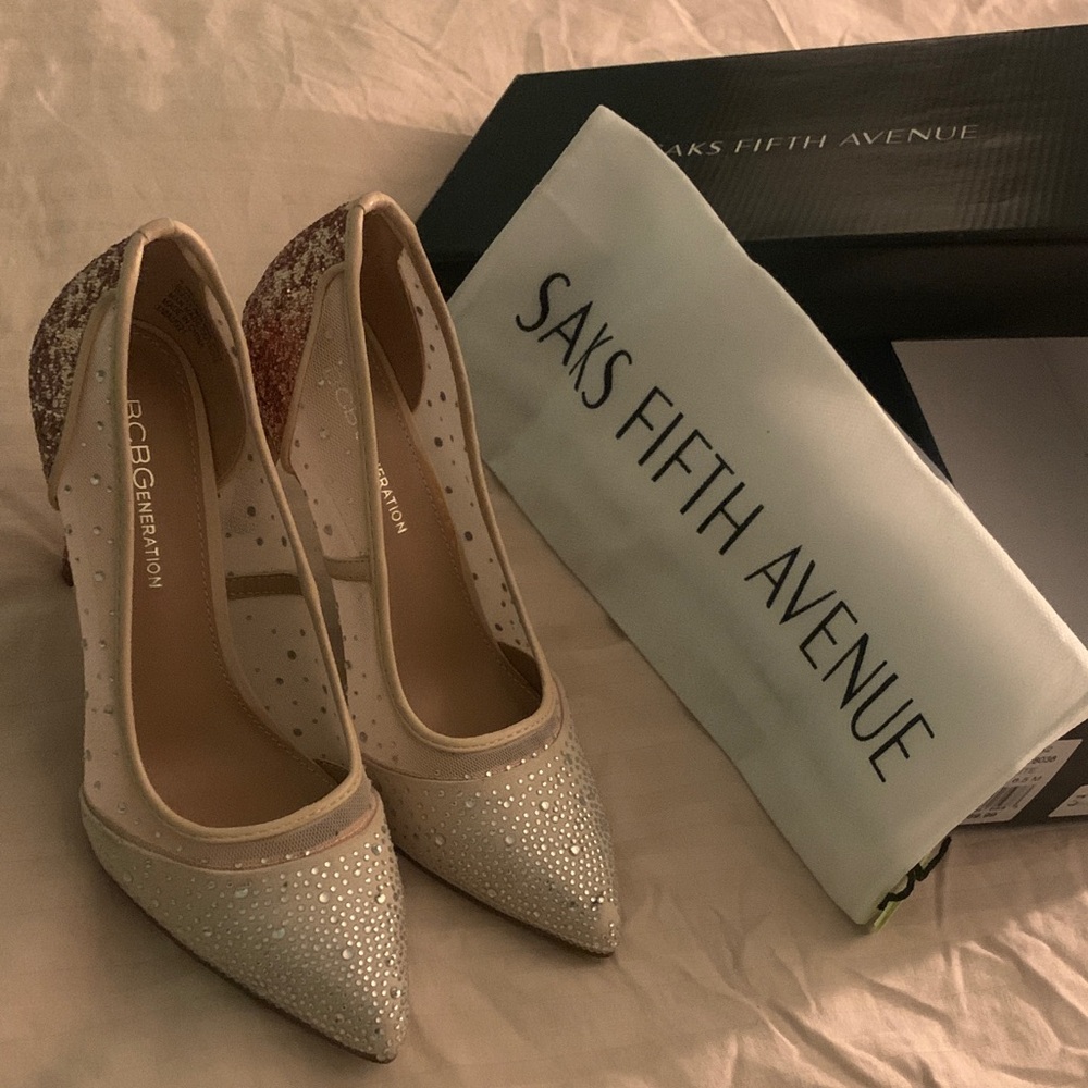 BCBGeneration Women's Sparkling Heels - Cream and Gold